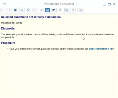 How to perform quotation price comparison in SAP? : Error message 06616 Selected quotations not directly comparable