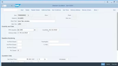 How to perform quotation price comparison in SAP? : Maintain quotation item