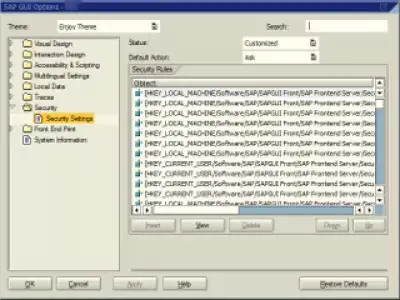 Rimuovere le notifiche di sicurezza della GUI di SAP : Fig. 3: Opzioni delle impostazioni di sicurezza della GUI di SAP