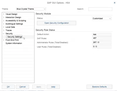 Supprimer Les Notifications De Sécurité SAP Gui : Fig 2: Menu Options GUI SAP dans SAP Easy Access