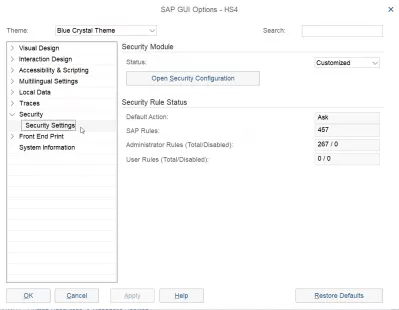 Eliminați Notificările De Securitate SAP Gui : Figura 2: Meniul Opțiuni SAP GUI în SAP Easy Access