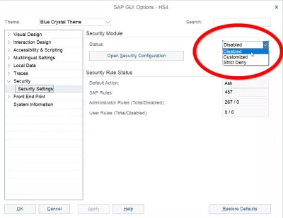 Удаление Уведомлений О Безопасности SAP Gui : Рис. 4: Параметры параметров безопасности SAP GUI, изменяя безопасность от настроенных для отключения