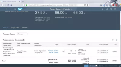 How to review customer projects in SAP Cloud and FIORI app? : Resources and expenses