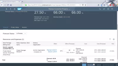 Hvordan gjennomgå kundeprosjekter i SAP Cloud og FIORI-appen? : Ressurser og utgifter