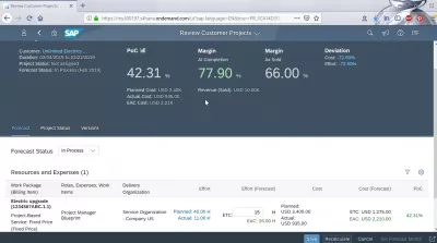 How to review customer projects in SAP Cloud and FIORI app? : SAP POC percentage of completion, margin and deviation