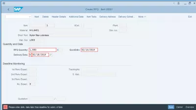 Request for quotation: Create easily an RFQ in SAP using ME41 : SAP error: Please enter delivery date later than deadline for submission of bids