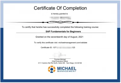 SAP Conceptos básicos para principiantes curso en línea gratuito con certificado : SAP Fundamentos para principiantes Certificado de finalización de curso en línea gratis