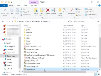 Pasos de instalación de la GUI de SAP 740 : Instalador SAP GUI SetupAll en el explorador de archivos