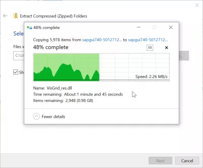 Pasos de instalación de la GUI de SAP 740 : Archivo de instalación descomprimiendo en progreso