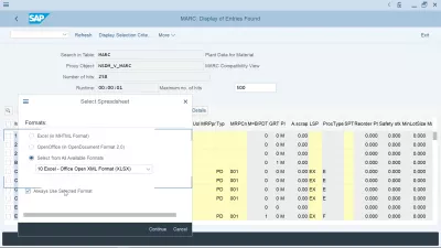SAP จะส่งออกไปยังกระดาษคำนวณของ Excel ได้อย่างไร : SAP สเปรดชีทการส่งออก SAP เปลี่ยนรูปแบบเริ่มต้น: เปลี่ยนรูปแบบการส่งออกเริ่มต้นด้วยการคลิกขวาที่รายงานและเลือกเมนูสเปรดชีต
