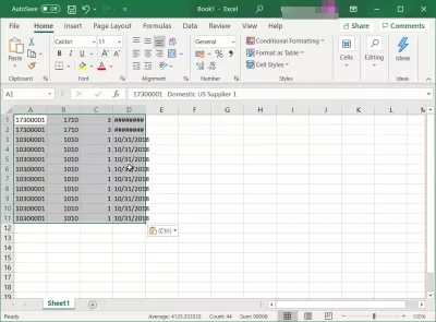 SAP How To Export To Excel Spreadsheet? : Selection of SAP table fields copied in Excel spreadsheet