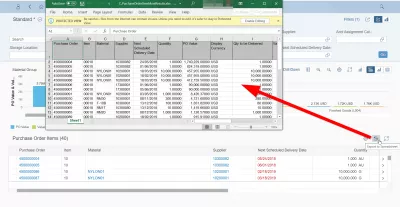 SAPはどのようにExcelスプレッドシートにエクスポートするのですか？ : 購買発注書のExcel SpreeAteetへのSAP Fioriエクスポート