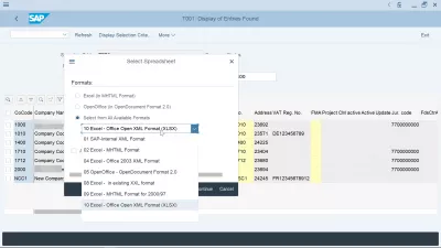 ¿Cómo SAP Exportar A Hoja De Cálculo Excel? : Exportación de hoja de cálculo SAP a selección de formato Excel