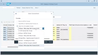 SAP How To Export To Excel Spreadsheet? : SAP spreadsheet export to Excel format selection