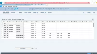 How to open posting period in FIORI with SAP OB52 transaction? : New entries button for posting period creation