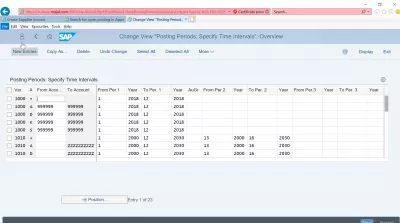 How to open posting period in FIORI with SAP OB52 transaction? : SAP OB52 transaction with list of opened posting periods