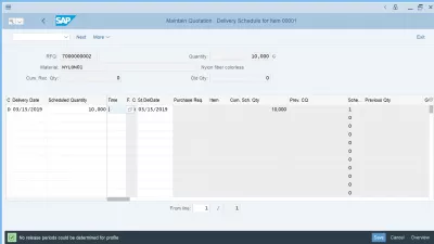 Ustvarjanje ponudb za SAP ME47 za preproste korake : Ohranite urnik dostave ponudb