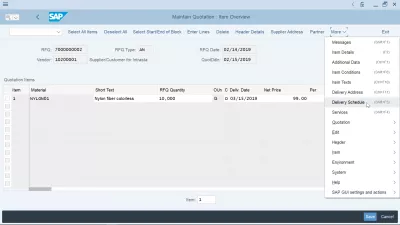 ME47 SAP quotation creation for purchasing in easy steps : Accessing delivery schedule from menu