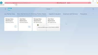 List of Aplikacje SAP S4 HANA FIORI : Konserwacja masowa aplikacji Master SAP S4 HANA FIORI Partnera Biznesowego