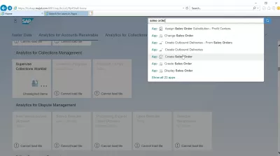 How to use the SAP S4 HANA FIORI interface? : Sales order related search results