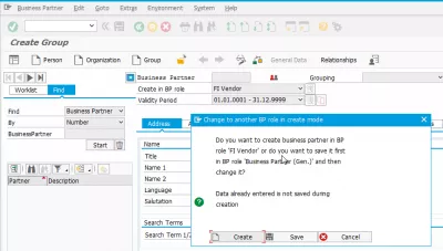 How to create business partner in SAP S/4HANA : Change the partner role 