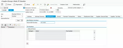 Kuidas luua äripartnerit SAP S/4HANA-s : Müüja identifitseerimisandmed