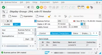 Comment créer un partenaire dans SAP S/4HANA : Fournisseur créé et identifiant donné par le système