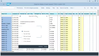 Làm cách nào để xuất báo cáo SAP sang Excel trong 3 bước đơn giản? : In sang tệp xuất Excel chưa được chuyển đổi, màn hình hiển thị trong bộ đệm mã típ SP01 của SP01