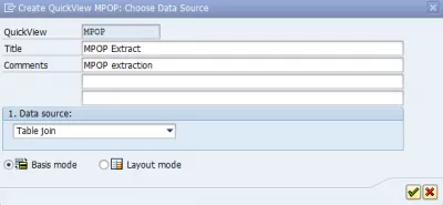 Paramètres d'extraction de SAP (structure MPOP) : Fig 5: Sélection de la source de données SQVI
