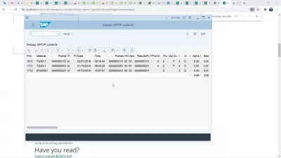 SAP uittreksel Voorspellings parameters (MPOP struktuur) : SAP Material Master-voorspellingaansig-tabel MPOP word in 'n navraag vertoon