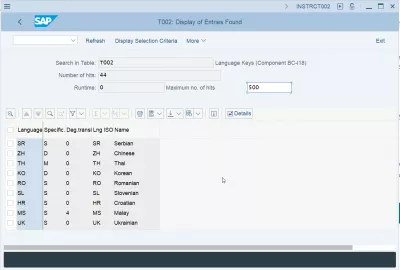 SAP เปลี่ยนภาษาของ SAP Interface หลังจากเข้าสู่ระบบ : การแสดงตารางภาษา T002 ในธุรกรรม SAP SE16N