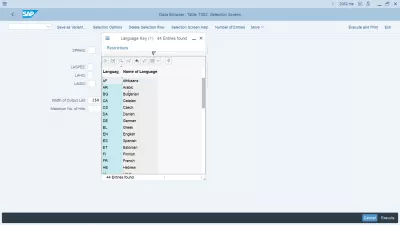 پس از ورود به زبان SAP زبان رابط SAP را تغییر دهید : کلیدهای زبان SAP نمایش داده شده در T002 ورود به سیستم