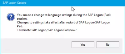लॉगिन के बाद एसएपी इंटरफ़ेस की एसएपी परिवर्तन भाषा : भाषा परिवर्तन लागू करने के लिए एसएपी को पुनरारंभ करें
