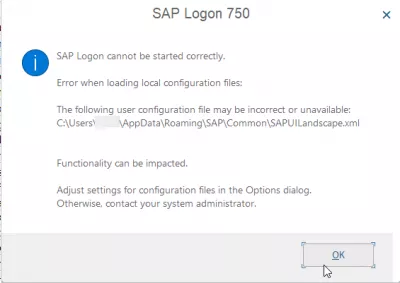 Halkee Faylka Saplogon.Ini Lagu Kaydiyaa Windows 10? : SAP LOGON si sax ah looma bilaabi karo. Khalad markii la xirayo faylasha qaabeynta maxalliga ah. Faylka qaabeynta isticmaalaha soosocda ayaa laga yaabaa inuu khaldan yahay ama lama heli karo. Waxqabadka ayaa saameyn ku yeelan kara. Dejinta guriga ee feylasha qaabeynta ee wadahadalka xulashooyinka. Haddii kale, la xiriir maamulaha nidaamkaaga.