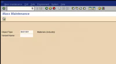 SAP mass change Material Master : Fig 1: transaction MASS update in SAP