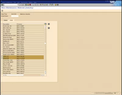 SAP Mass Change Material Master : Fig 3: Selección de los campos del Maestro de Materiales SAP