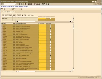 Modification en masse SAP Fiche article : Fig 5: Liste des données de base SAP en fonction de la sélection