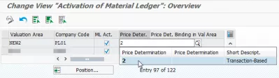 Message SAP C + 302 Le ledger article n'est pas actif dans l'installation : Sélection d'une détermination de prix