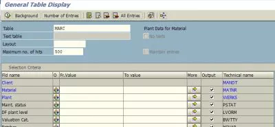 SAP find out which views are open for a material / article : MARC table filters 