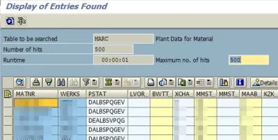 SAP find out which views are open for a material / article : Opened material views in MARC 