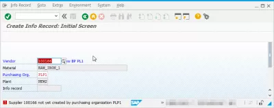 * * Zakup SAP Info Record Dostawca jeszcze nie stworzony przez organizację zakupów