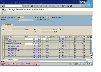 SAP résoudre l'erreur de prix: Condition obligatoire MWST est manquant : SAP Erreur de tarification: condition obligatoire MWST est manquant