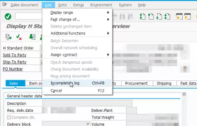 Řešení SAP vyřeší chybu v cenách: Chybí povinná podmínka MWST : Otevřete protokol neúplnosti