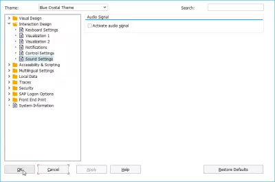 SAP Turn Off Sound Effects : Save option change turn off sound in SAP