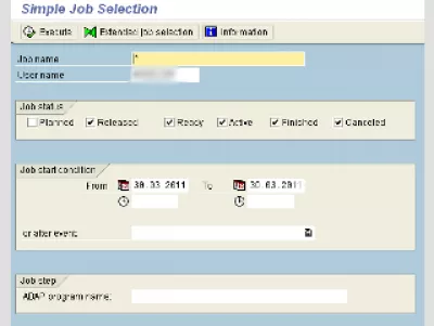 Programación por lotes SAP LSMW : Fig 10: sap batch job tcode SM37 Selección de trabajo simple