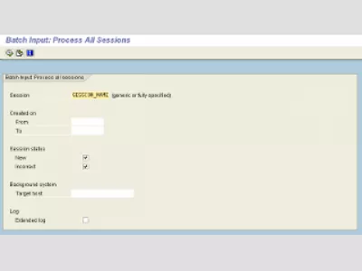 SAP LSMW batchplanlægning : Fig. 4: Batchindgang: Behandle alle sessioner