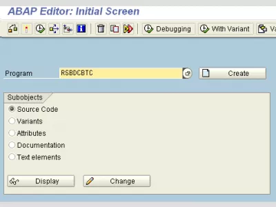 SAP LSMW batch scheduling : Fig 8 : SE38 RSBCBTC