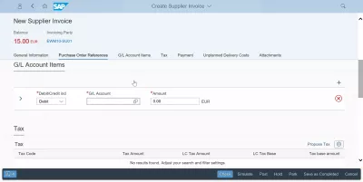 Rezolvarea soldului problemei nu este zero în timp ce se creează factura furnizorului în SAP : Adăugarea unei noi linii de cont de cont G / L
