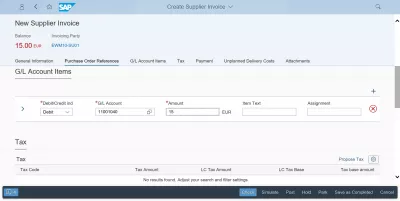 Ang paglutas ng balanse ng isyu ay hindi zero habang lumilikha ng invoice ng supplier sa SAP : Ang pagpasok sa pangkalahatang halaga ng account sa ledger