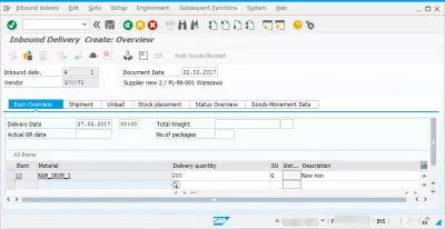 Le calendrier d'usine de résolution des problèmes dans SAP n'existe pas : Créer une synthèse des livraisons entrantes